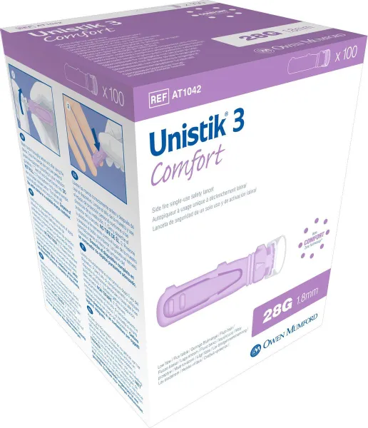 Unistik 3 veiligheidslancet Comfort 100 stuks