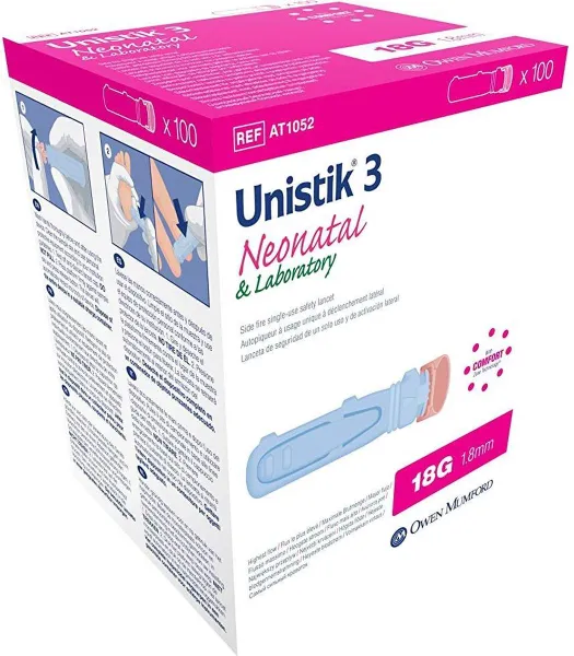 Unistik 3 veiligheidslancet Neonatal & Laboraty 100 stuks