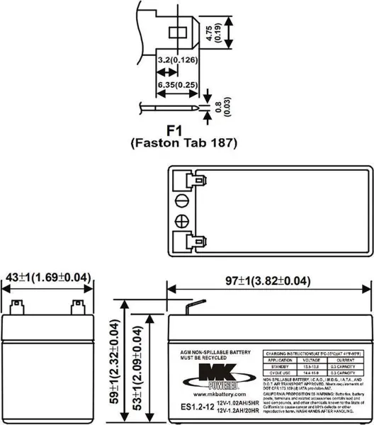 Universele accu MK AGM 12V-1,2Ah