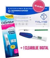 10x Telano Zwangerschapstesten Extra Vroeg + 1x Clearblue Zwangerschapstest met Wekenindicator - Set