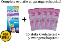 20 stuks Clearblue Ovulatietesten + 5 stuks HCG zwangerschapstesten| Complete Ovulatie + Zwangerschaps kit| Voordeelpakket