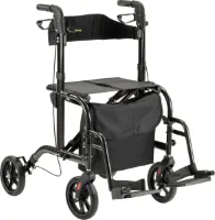 Duo Rollator Antraciet - Rollator en Rolstoel in 1