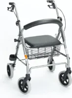 Elephantje lichtgewicht rollator: grijs  (inclusief mandje, rugsteun, zitting en stokhouder)