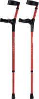 Elleboogkrukken ergonomisch rood. Maat S. Loopkrukken - krukken anatomische handvatten, gesloten manchet. Set - paar van 2