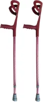 Elleboogkrukken / loopkrukken / krukken open manchet rood. Verstelbaar. Set / paar van 2