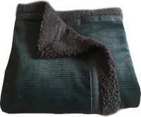 Handgemaakte deken of plaid rolstoel donkergroen chenille rib 90 x 120 cm