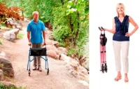 Lichtgewicht rollator met 2 wielen en 2 gliders zwart