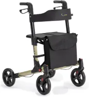 MultiMotion Rollator Lichtgewicht Dubbel Opvouwbaar - Champagne