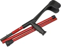 Per stuk | Rood | Links | Opvouwbare Carbon Kruk / Loopkruk / Elleboogkruk | Met anatomische Softgrip handvat & gratis opbergtas