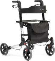 Rollator Double, lichtgewicht rollator, kleur Zilver