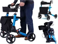 Rollator - Lichtgewicht, stabiel en klein opvouwbaar - Loopfiets - Blauw