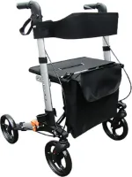 Rollator - Lichtgewicht, stabiel en klein opvouwbaar - Loopfiets - Zilver