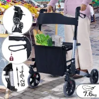 Rollator - Zwart - Incl. remmen, zitting en rugleuning