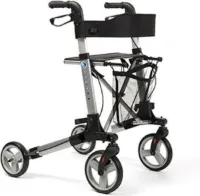 Rollator lichtgewicht model Quadri Light merk Vermeiren kleur rood DUBBEL INKLAPBAAR