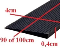 Rubber drempelhulp 0,4 x 4 x 100 cm met lijmlaag (zwart)
