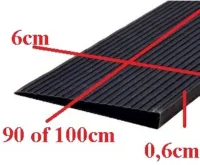 Rubber drempelhulp 0,6 x 6 x 100 cm met lijmlaag (zwart)