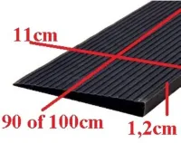 Rubber drempelhulp 1,2 x 11 x 100 cm met lijmlaag (zwart)