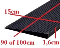 Rubber drempelhulp 1,6 x 15 x 100 cm met lijmlaag (zwart)