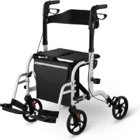 Uniprodo Rollator-transportstoel -transportstoel - zilver - 136 kg
