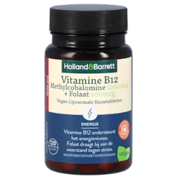 Holland & Barrett Vitamine B12 Methylcobalamine 1000mcg + Folaat Vegan Liposomale Kauwtabletten (120 kauwtabletten)