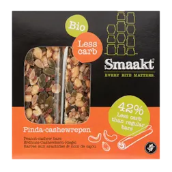 Smaakt Less Carb Pinda-Cashewrepen Bio (vervanger Atkins)