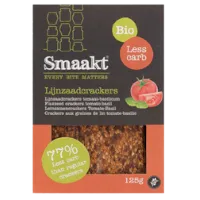Smaakt Less Carb Lijnzaadcrackers Tomaat-Basilicum Bio (vervanger Atkins)